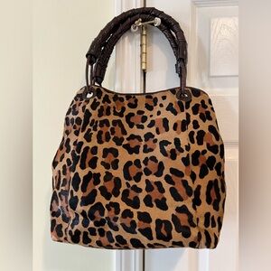 Nancy Gonzalez Pony Hair and Crocodile leopard print handbag.